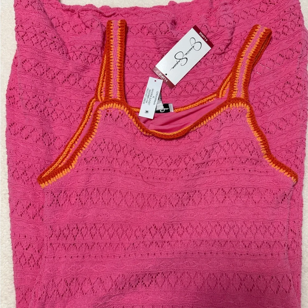 Jessica Simpson Pink and Orange Midi Dress - Picture 3 of 4